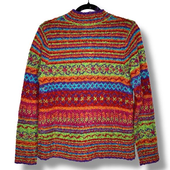 North Style Sweater Multicolor Striped Cardigan Rainbow Colorful Striped Medium - Picture 4 of 9